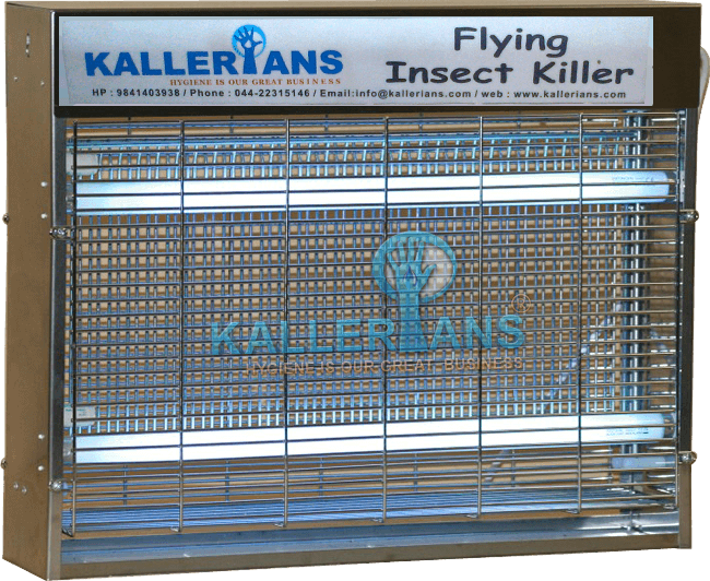 stainless steel fly killers, ss electric fly killers, stainless steel flying insect killers, gmp standard fly killers, chrome finished fly killer manufacturers in chennai kallerians